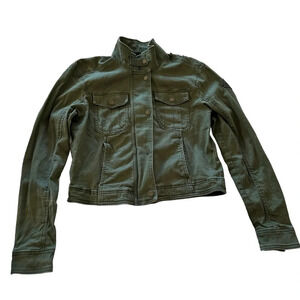 Hollister women's size small button down shirt jacket with patch's size small